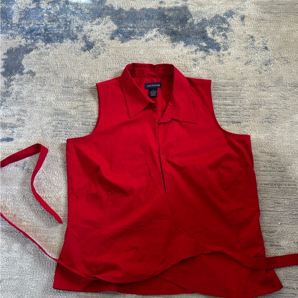 Ann Taylor Factory Tops - Anne Taylor Red Sleeveless Wrap Blouse